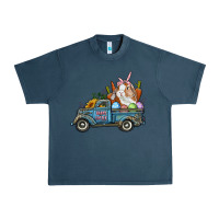 Midnight Navy Happy Easter Truck with Bunny Eggs And Carrot Urban Heavy Tee - RanaPortraitStore