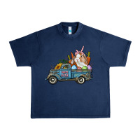 Navy Happy Easter Truck with Bunny Eggs And Carrot Urban Heavy Tee - RanaPortraitStore