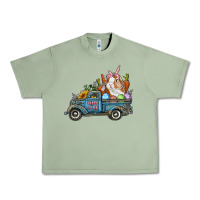Oil Green Happy Easter Truck with Bunny Eggs And Carrot Urban Heavy Tee - RanaPortraitStore
