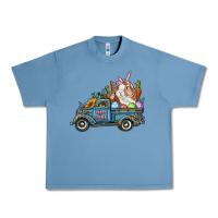 Pebble Blue Happy Easter Truck with Bunny Eggs And Carrot Urban Heavy Tee - RanaPortraitStore