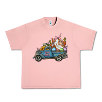 Salmon Happy Easter Truck with Bunny Eggs And Carrot Urban Heavy Tee - RanaPortraitStore
