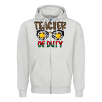 Dove Grey teacher of duty Zipper Hoodie - CowhideDigitalArt