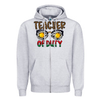 Heather Grey teacher of duty Zipper Hoodie - CowhideDigitalArt