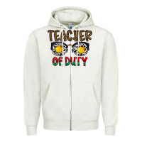 Oatmeal Heather teacher of duty Zipper Hoodie - CowhideDigitalArt