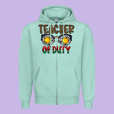 Teacher Of Duty Zipper Hoodie Designed By Cowhidedigitalart