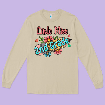 Little Miss Second Grade Long Sleeve Tee Designed By Ranaportraitstore