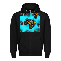 Black monster truck pre teen seamless pattern Zipper Hoodie - HRA Design Shop