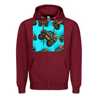 Burgundy monster truck pre teen seamless pattern Zipper Hoodie - HRA Design Shop