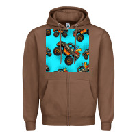 Chestnut monster truck pre teen seamless pattern Zipper Hoodie - HRA Design Shop
