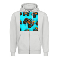 Dove Grey monster truck pre teen seamless pattern Zipper Hoodie - HRA Design Shop