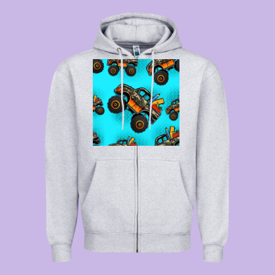 Monster Truck Pre Teen Seamless Pattern Zipper Hoodie Designed By Hra Design Shop