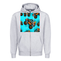 Heather Grey monster truck pre teen seamless pattern Zipper Hoodie - HRA Design Shop