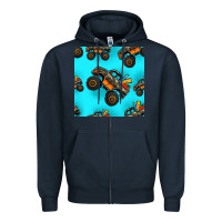 Navy monster truck pre teen seamless pattern Zipper Hoodie - HRA Design Shop