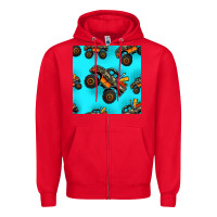 Red monster truck pre teen seamless pattern Zipper Hoodie - HRA Design Shop