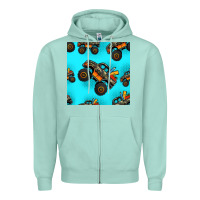 Seafoam monster truck pre teen seamless pattern Zipper Hoodie - HRA Design Shop