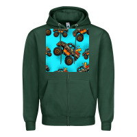 Sports Green monster truck pre teen seamless pattern Zipper Hoodie - HRA Design Shop