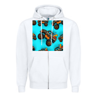 White monster truck pre teen seamless pattern Zipper Hoodie - HRA Design Shop