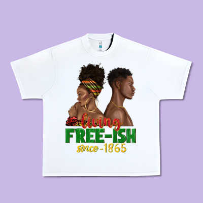 Urban Heavy Tee living free ish since 1865 with afro black woman a