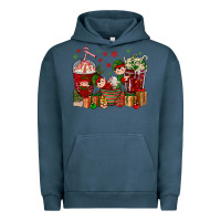 Pigment Midnight Navy Elf Coffee Cups Christmas Urban Hoodie - BundleAndBundleShop