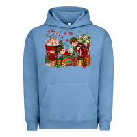 Pigment Pebble Blue Elf Coffee Cups Christmas Urban Hoodie - BundleAndBundleShop
