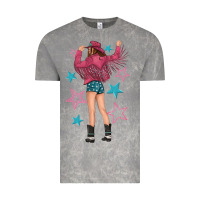 Cloud Rock western pink with stars and cowgirl Vintage Tee - texasbilliewilder