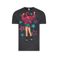 Vintage Black western pink with stars and cowgirl Vintage Tee - texasbilliewilder