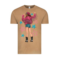 Vintage Camel western pink with stars and cowgirl Vintage Tee - texasbilliewilder