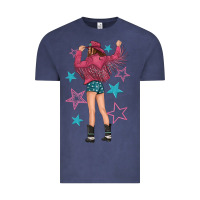 Vintage Denim western pink with stars and cowgirl Vintage Tee - texasbilliewilder