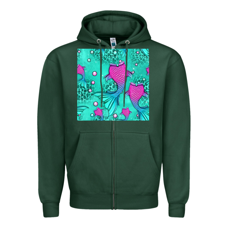 Mermaid Tail Seamless Pattern Zipper Hoodie by HRA Design Shop | Teevron