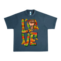 Midnight Navy love juneteenth with fist Urban Heavy Tee - texasbilliewilder