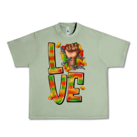 Oil Green love juneteenth with fist Urban Heavy Tee - texasbilliewilder