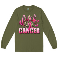 Army Green Fuck Cancer with Butterflies Long Sleeve Tee - texasbilliewilder
