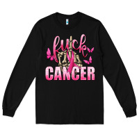 Black Fuck Cancer with Butterflies Long Sleeve Tee - texasbilliewilder