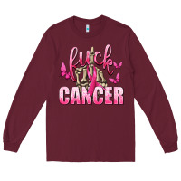 Burgundy Fuck Cancer with Butterflies Long Sleeve Tee - texasbilliewilder
