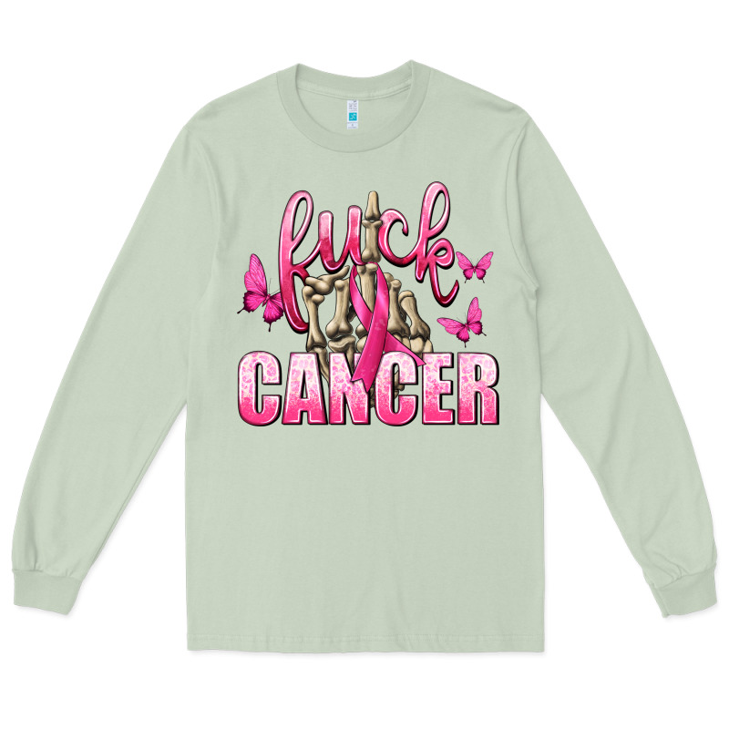 Fuck Cancer With Butterflies Long Sleeve Tee by texasbilliewilder | Teevron