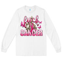 White Fuck Cancer with Butterflies Long Sleeve Tee - texasbilliewilder