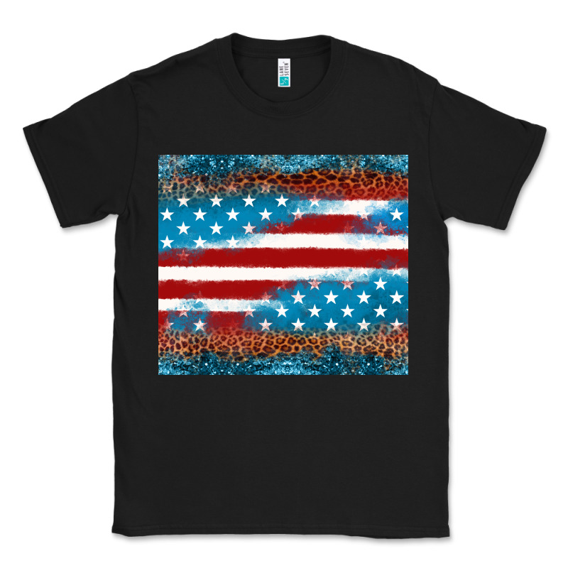 Leopard Glitter American Flag Tumbler Classic Tee by Neo Western | Teevron