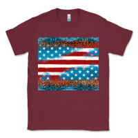 Burgundy Leopard glitter American flag tumbler Classic Tee - Neo Western