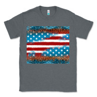 Charcoal Heather Leopard glitter American flag tumbler Classic Tee - Neo Western