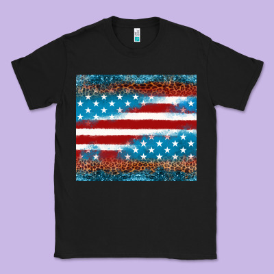 Leopard Glitter American Flag Tumbler Classic Tee Designed By Neo Western