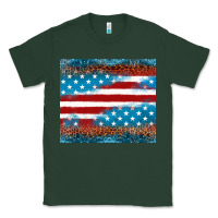 Sports Green Leopard glitter American flag tumbler Classic Tee - Neo Western