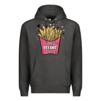 Charcoal Heather fries before guys Premium Hoodie - MaliasSmallBusiness