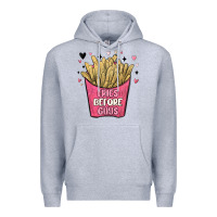 Heather Grey fries before guys Premium Hoodie - MaliasSmallBusiness