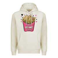 Oatmeal Heather fries before guys Premium Hoodie - MaliasSmallBusiness