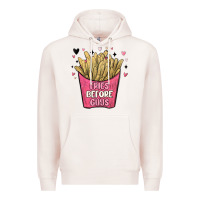 Pale Pink fries before guys Premium Hoodie - MaliasSmallBusiness