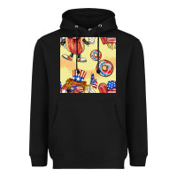 Black patriotic hotdog ice cream donat Heavyweight Hoodie - BundleAndBundleShop