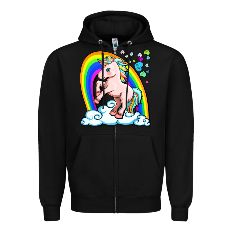Cute Unicorn With Rainbow Zipper Hoodie by FaDigitalArtStudio | Teevron