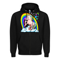Black cute unicorn with rainbow Zipper Hoodie - FaDigitalArtStudio