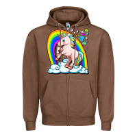 Chestnut cute unicorn with rainbow Zipper Hoodie - FaDigitalArtStudio