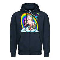 Navy cute unicorn with rainbow Zipper Hoodie - FaDigitalArtStudio